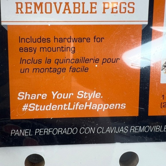 11" x 14" Equip Your Space White Pegboard With 10 Removable Gold Pegs Organize - Picture 3 of 16